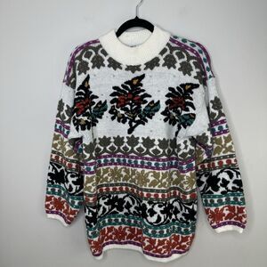 Vintage Kitty Hawk by Vivian Wang Sweater Beaded Knit Floral 80's Grandma Comfy